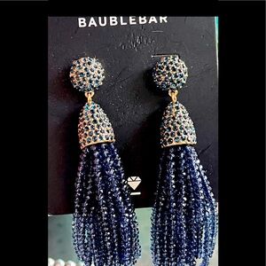 NWT Bauble Bar Navy & Gold tassel Earrings